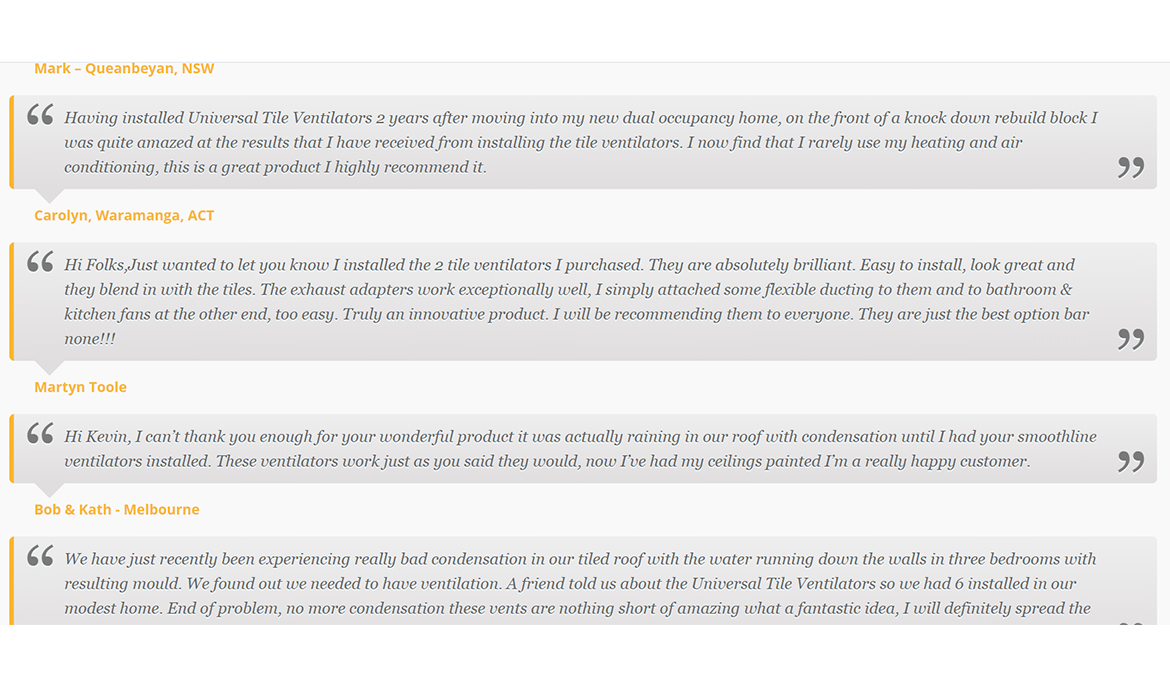 TESTIMONIALS ON WEBSITES